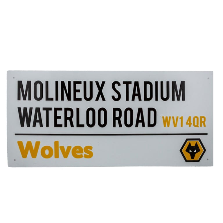 Wolverhampton Wanderers FC White Street Sign - Metal Sign with Gloss Finish Design