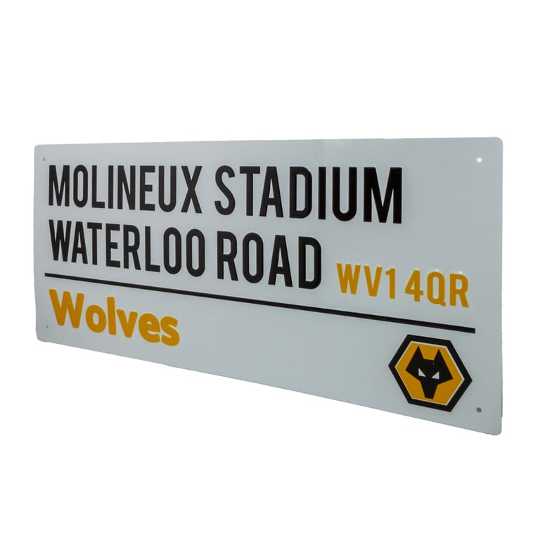 Wolverhampton Wanderers FC White Street Sign - Metal Sign with Gloss Finish Design