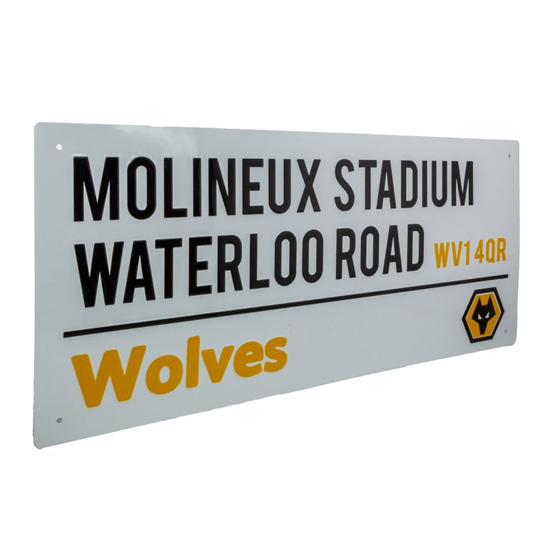 Wolverhampton Wanderers FC White Street Sign - Metal Sign with Gloss Finish Design