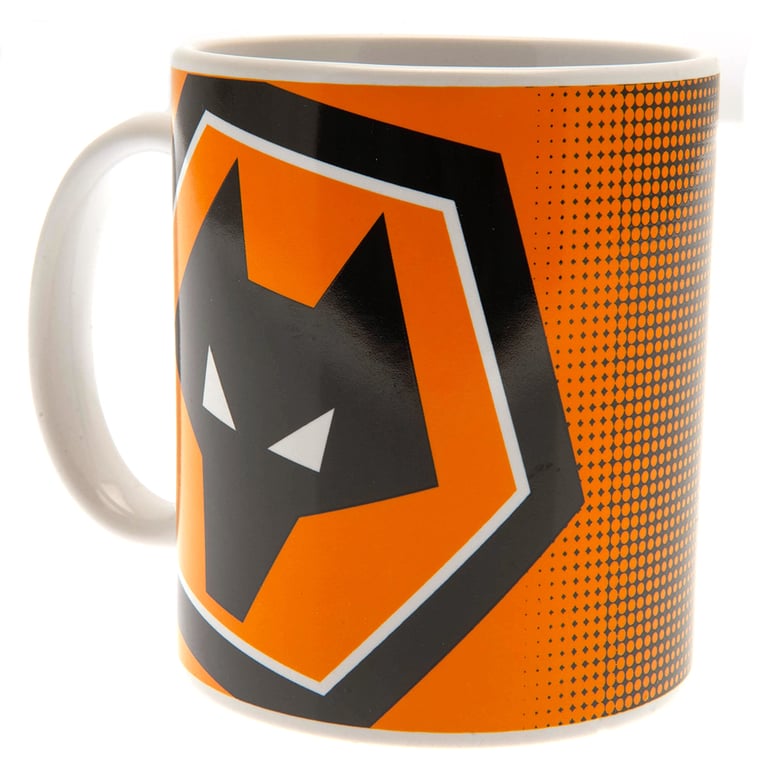 Wolverhampton Wanderers FC Halftone Ceramic Coffee Mug - Official Club Crest Design