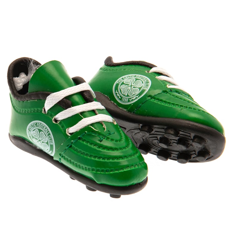 Celtic FC Mini Football Boots - Laced Green Boots with Crest Design & Woven Hanger