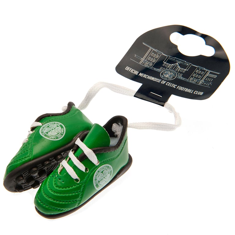 Celtic FC Mini Football Boots - Laced Green Boots with Crest Design & Woven Hanger