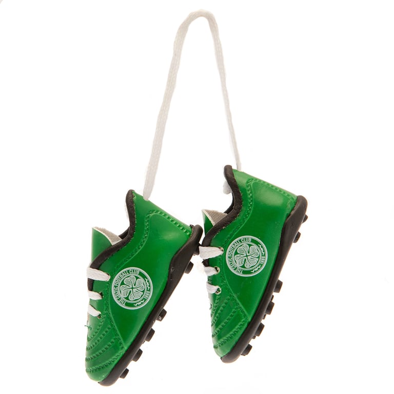 Celtic FC Mini Football Boots - Laced Green Boots with Crest Design & Woven Hanger