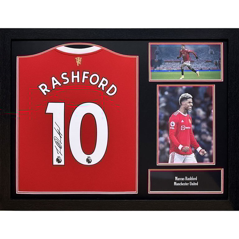 Manchester United FC 2021-2022 Marcus Rashford Signed Replica Shirt (Framed)