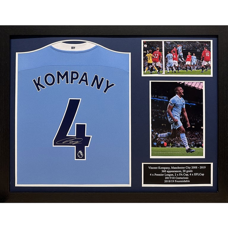 Manchester City FC Kompany Signed 2020-21 Replica Shirt (Framed) - Officially Authenticated Autograph