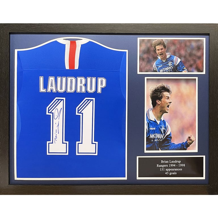Rangers FC Laudrup Signed 2019-2020 Season Replica Shirt (Framed with Certificate)
