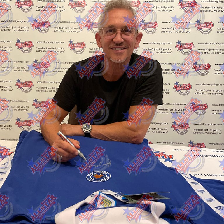 Leicester City FC 1978 Gary Lineker Signed Replica Football Shirt with Photographic Certificate of Authenticity