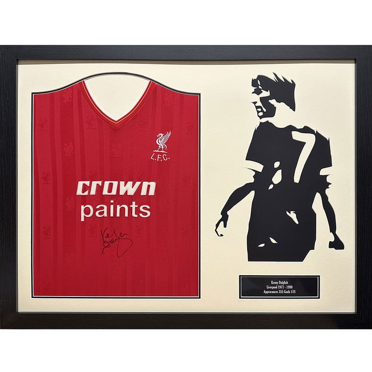 1986 Liverpool FC Signed Dalglish Replica Shirt in Black Frame