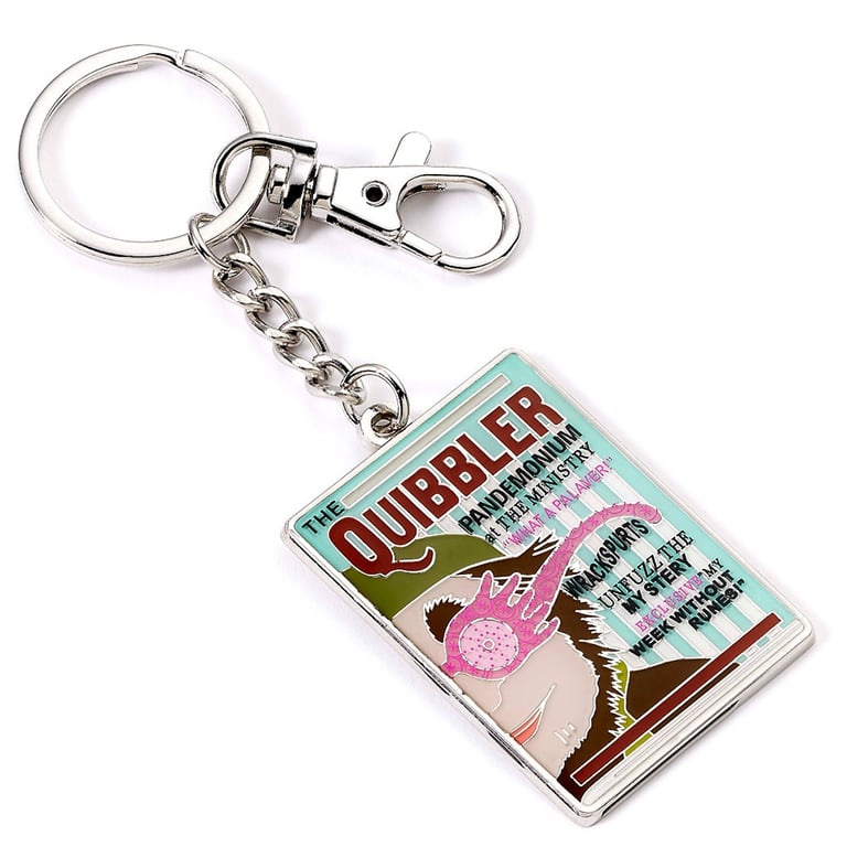 Harry Potter Quibbler Charm Keychain - Metal Die Stamped Silver Finish