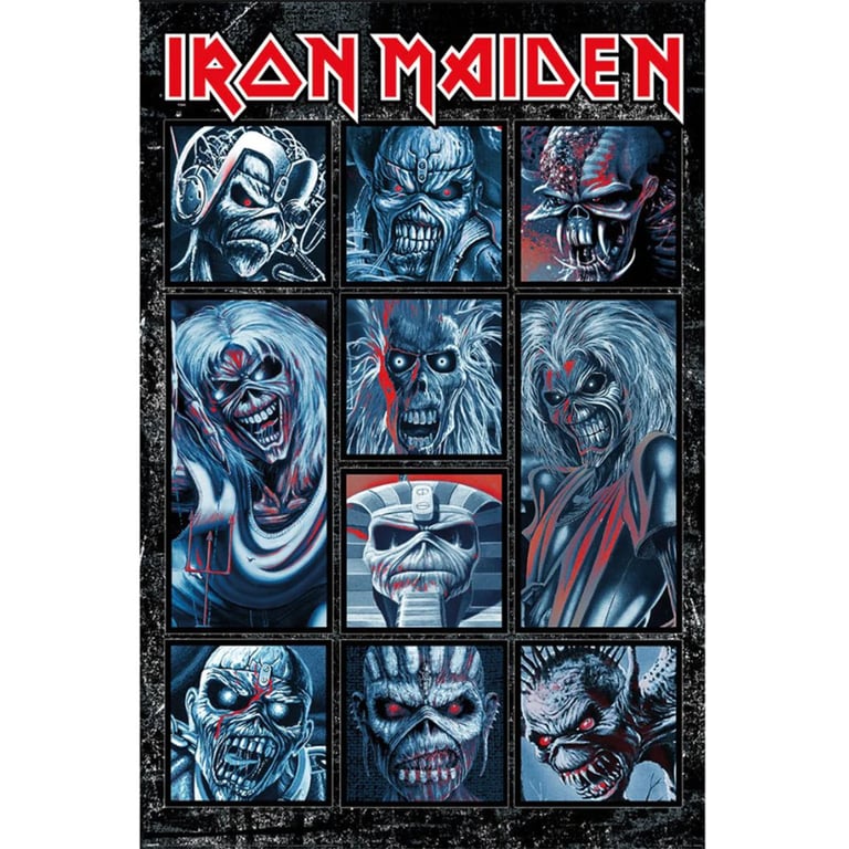 Iron Maiden Eddie Mascot Collage Poster - 10 Eddies on Gloss Paper, High Resolution Artwork