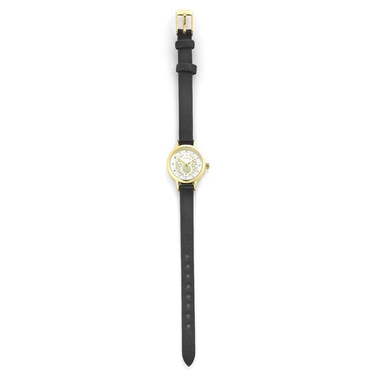 Harry Potter Time Turner Ladies Analogue Watch with Silver Plated Dial and Faux Leather Strap