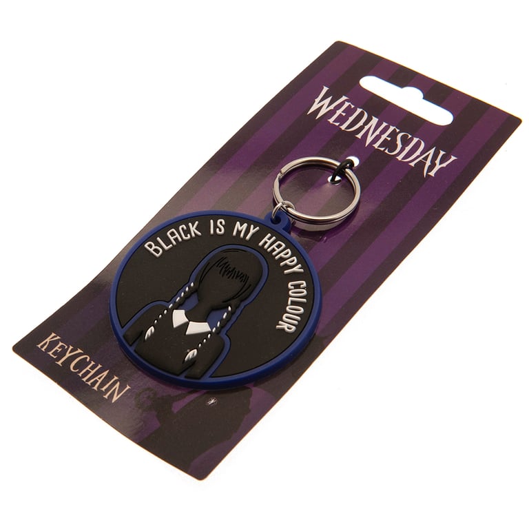 Wednesday Happy Colour PVC Keyring - Durable Soft Chain and Split Ring Keychain