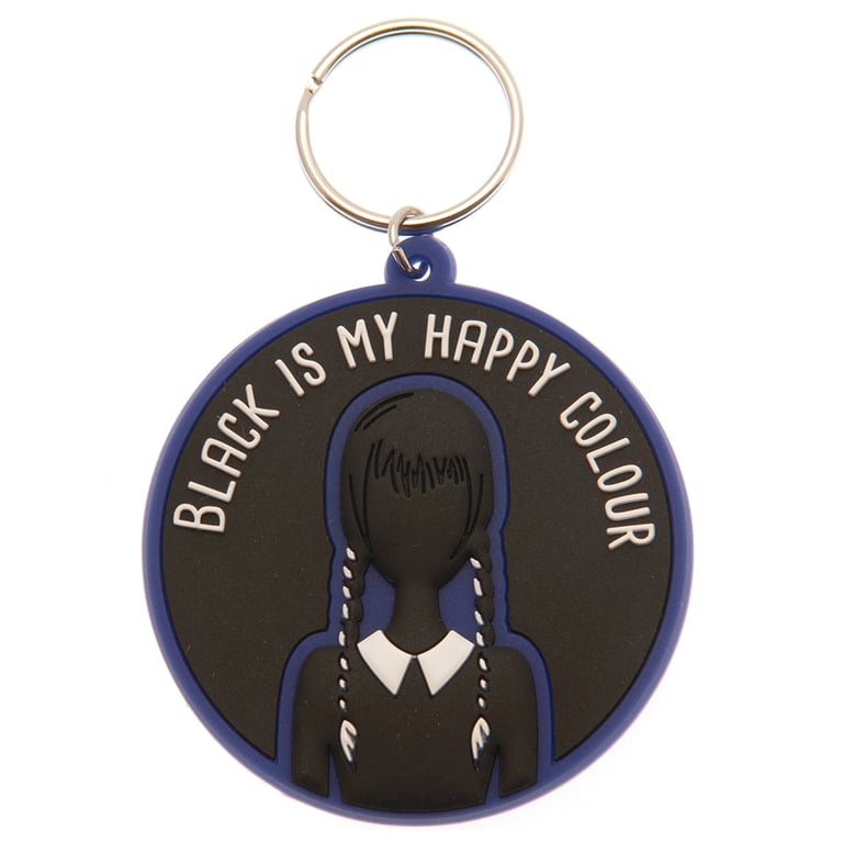 Wednesday Happy Colour PVC Keyring - Durable Soft Chain and Split Ring Keychain