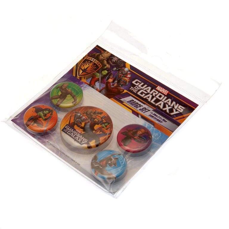 Guardians Of The Galaxy Character Slogan Badge Set - Ideal School Bag Accessory with Safety Pin Fixing
