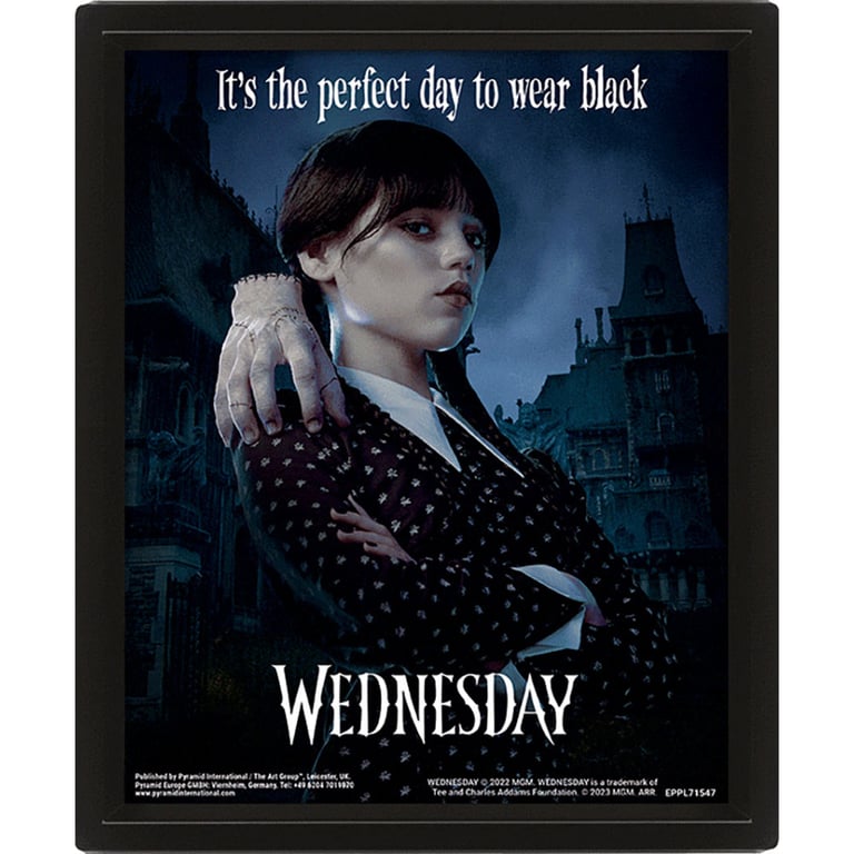 Wednesday Addams Framed 3D Lenticular Picture - Moving Image Art in Black Frame