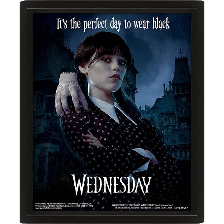 Wednesday Addams Framed 3D Lenticular Picture - Moving Image Art in Black Frame