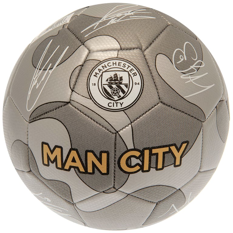 Manchester City FC Camo Sig 32 Panel Synthetic Silver Football