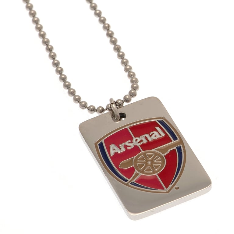 Arsenal FC Enamel Crest Dog Tag - Stainless Steel with Chrome Finish
