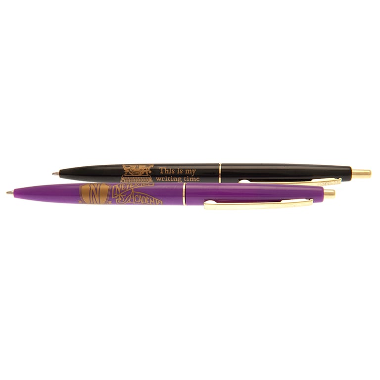 Wednesday 2pk Pen Set - Satin Finish Ballpoint Pens with Gold Accents and Black Ink Writing
