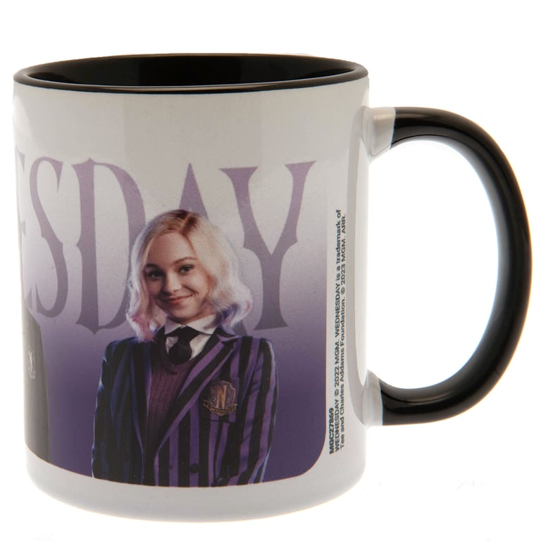 Wednesday Colour Mug - Enid, Wednesday, and Bianca Ceramic Coffee Mugs with Black Handle