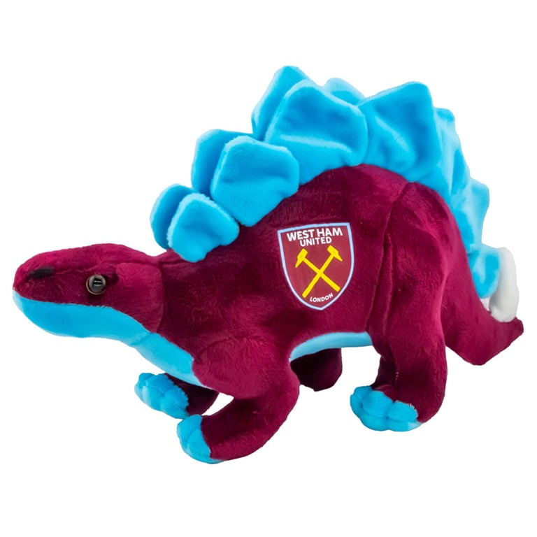 West Ham United FC Plush Stegosaurus - 100 Polyester Claret and Blue Dinosaur Toy in Standing Position