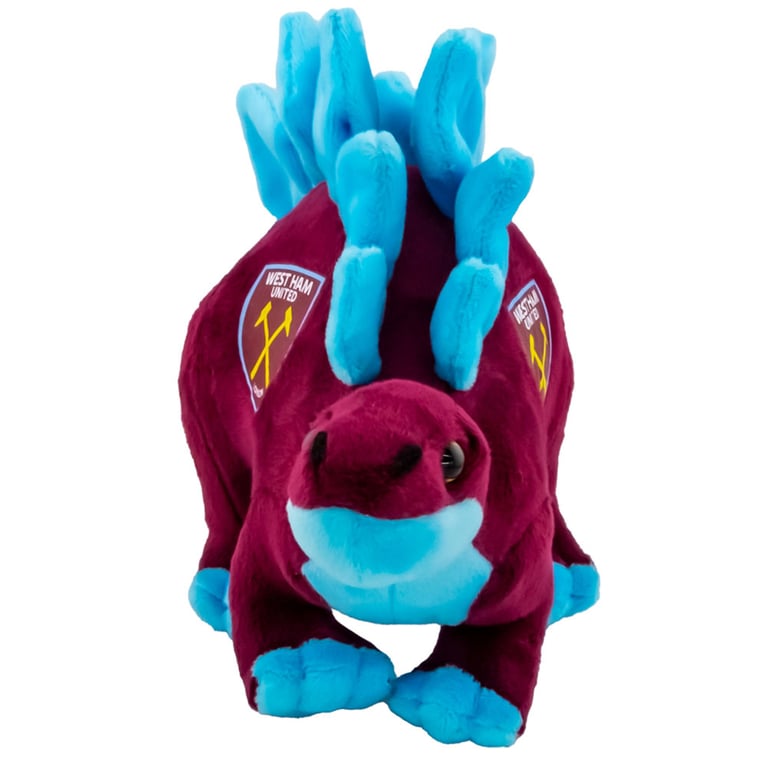 West Ham United FC Plush Stegosaurus - 100 Polyester Claret and Blue Dinosaur Toy in Standing Position