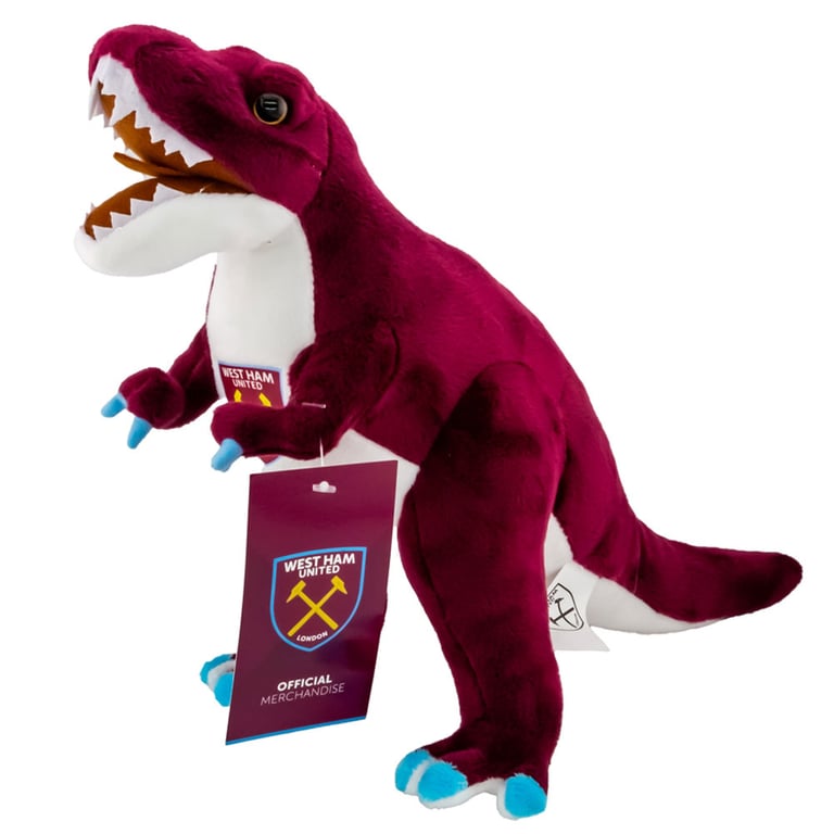 West Ham United FC Plush Standing T-Rex Toy - Claret Blue White Design with Hammers Crest