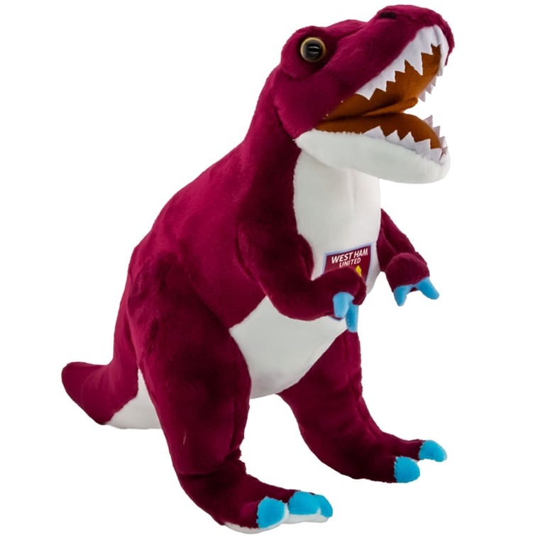 West Ham United FC Plush Standing T-Rex Toy - Claret Blue White Design with Hammers Crest