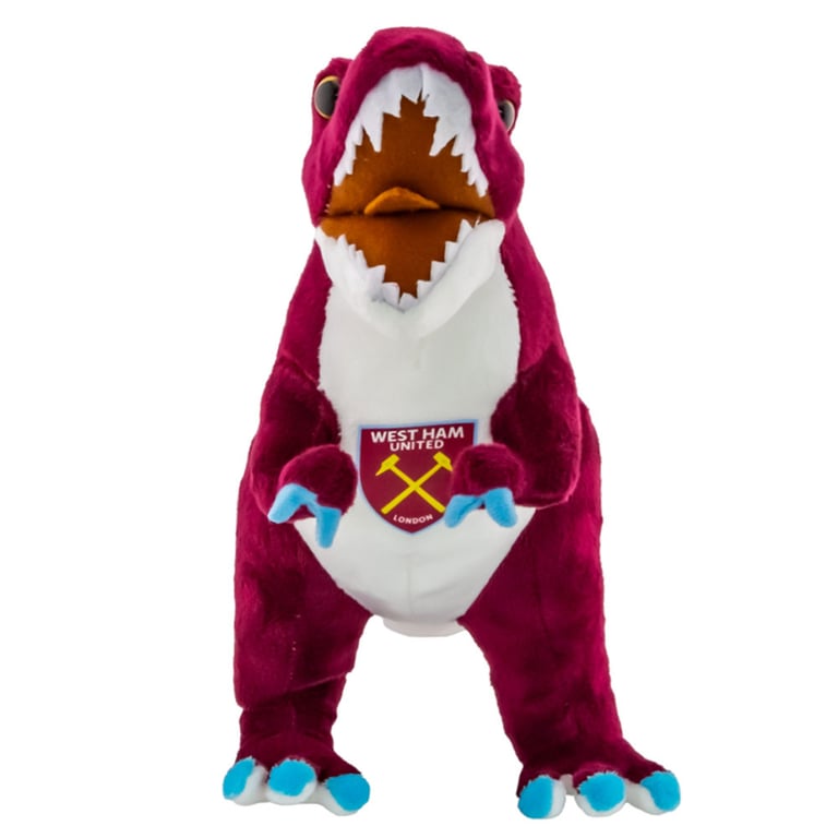 West Ham United FC Plush Standing T-Rex Toy - Claret Blue White Design with Hammers Crest