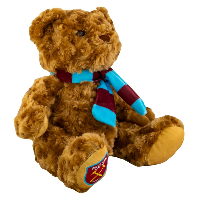 West Ham United FC Supersoft Classic Bear - Soft Plush Toy with Beaded Eyes and Team Crest Scarf
