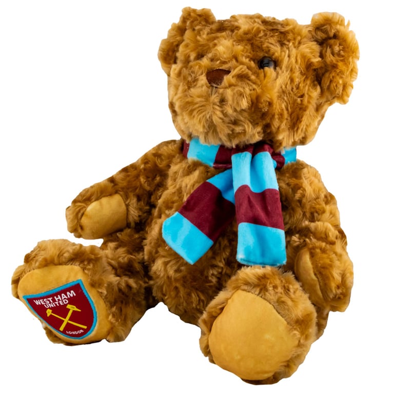 West Ham United FC Supersoft Classic Bear - Soft Plush Toy with Beaded Eyes and Team Crest Scarf