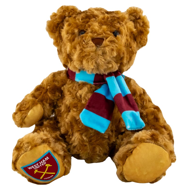 West Ham United FC Supersoft Classic Bear - Soft Plush Toy with Beaded Eyes and Team Crest Scarf