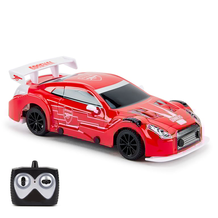 Arsenal FC 1:24 Scale Radio Controlled Sportscar with LED Headlights and Multi-Direction Driving