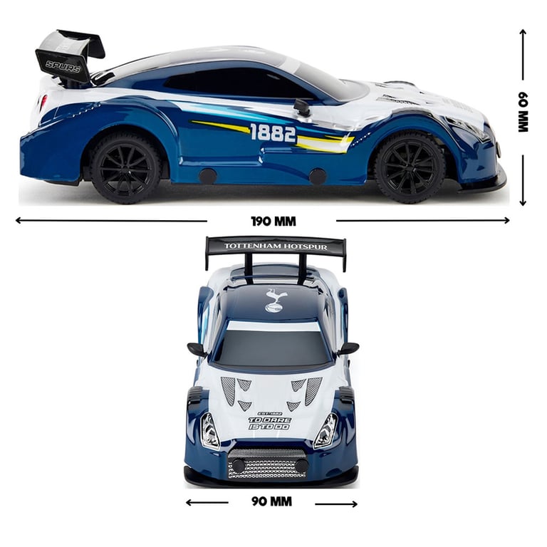 Tottenham Hotspur FC 1:24 Scale Radio Controlled Sportscar - Dual Racing Experience with LED Headlights and Remote Control