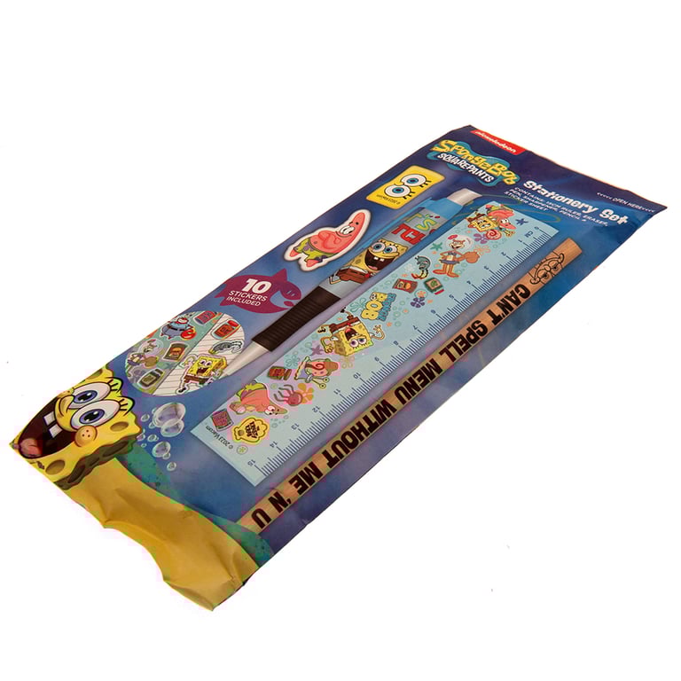 SpongeBob SquarePants 6pc Vibrant Stationery Set with Pen, Pencil, Ruler & Stickers