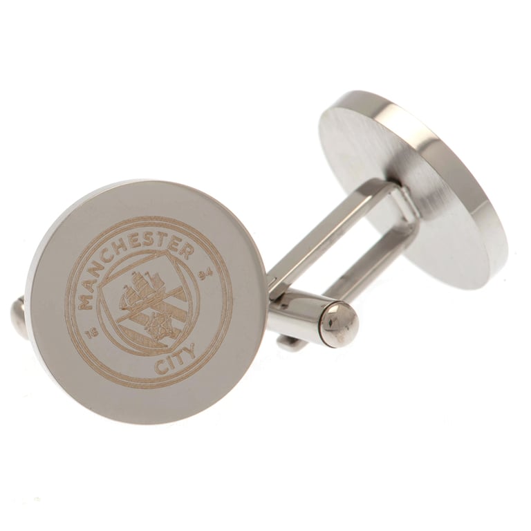 Manchester City FC Stainless Steel Chrome Finish Crest Cufflinks