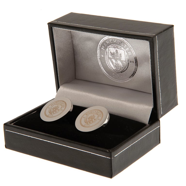 Manchester City FC Stainless Steel Chrome Finish Crest Cufflinks
