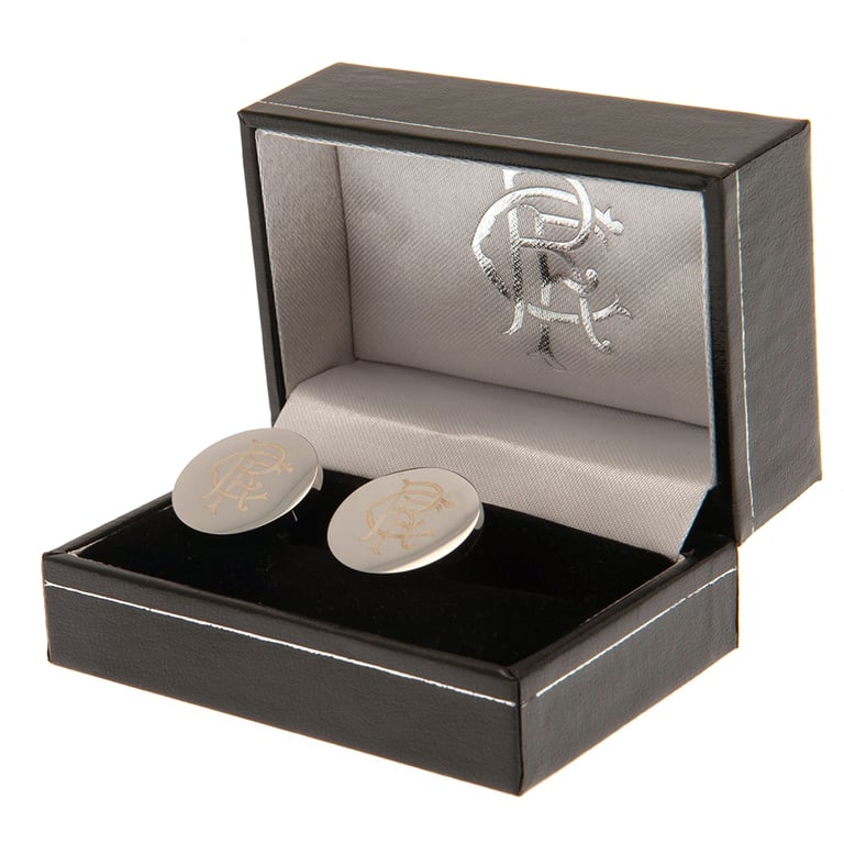 Rangers FC Stainless Steel Round Cufflinks - Engraved Crest Design