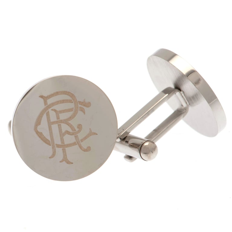 Rangers FC Stainless Steel Round Cufflinks - Engraved Crest Design