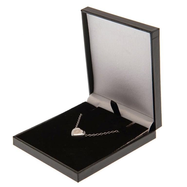 Chelsea FC Stainless Steel Heart Shaped Necklace with Crest Engraving - Chrome Finish