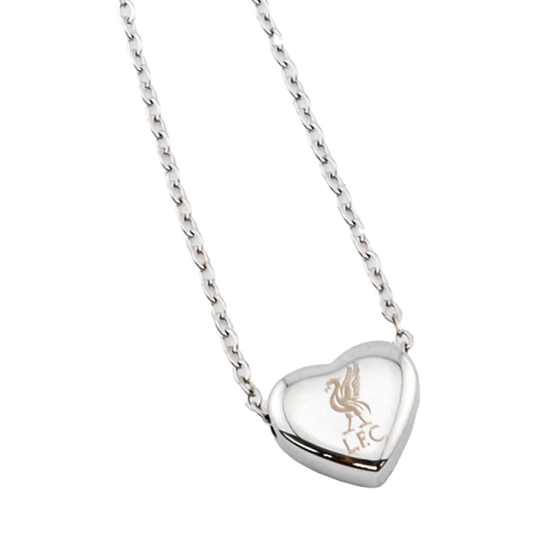 Liverpool FC Stainless Steel Heart Necklace with Liverbird Crest Engraving