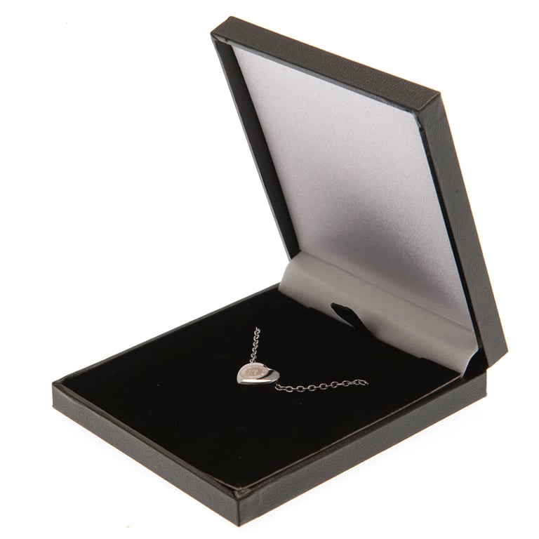 Manchester City FC Stainless Steel Heart Necklace with Chrome Finish and Engraved Crest
