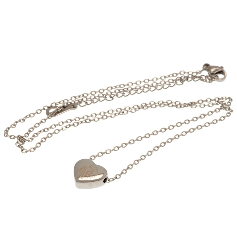 Rangers FC Stainless Steel Heart Necklace - Chrome Finish Engraved Pendant