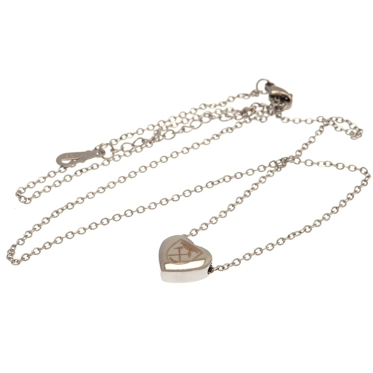West Ham United FC Stainless Steel Heart Necklace with Engraved Crest