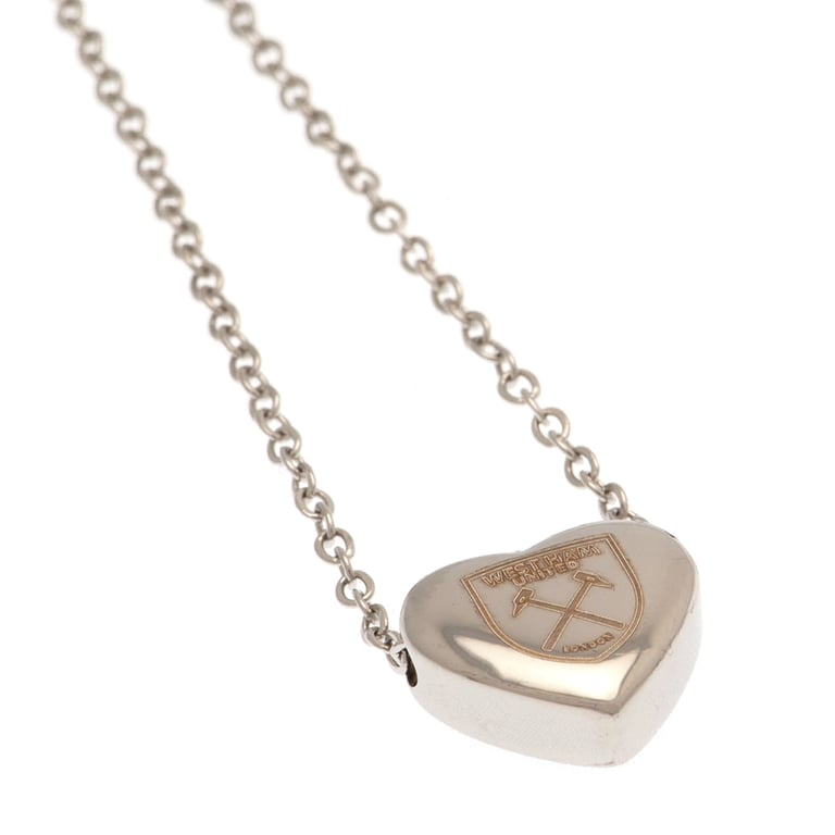 West Ham United FC Stainless Steel Heart Necklace with Engraved Crest