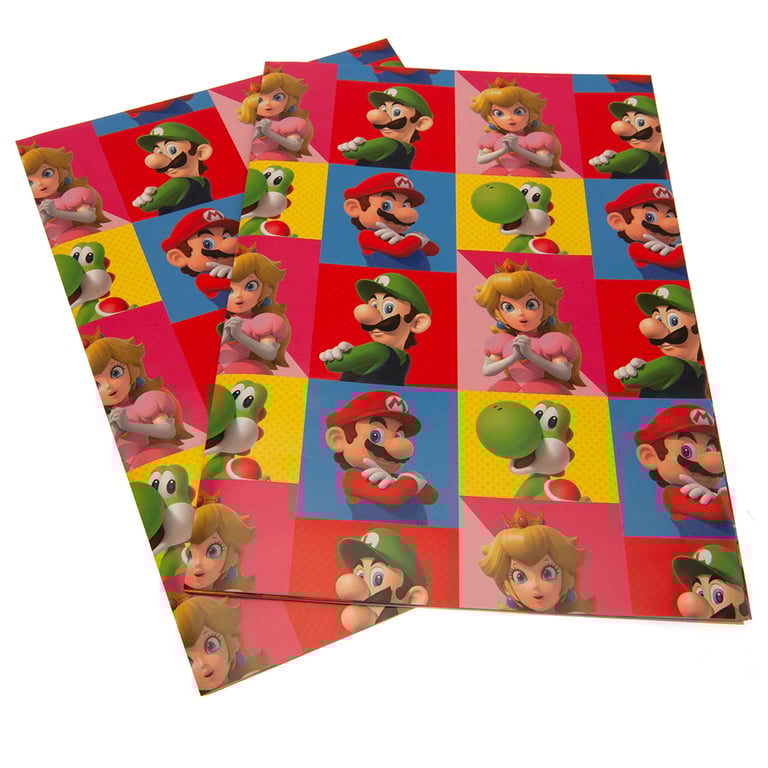 Super Mario Gift Wrap - Vibrant Wrapping Paper with 2 Sheets & Matching Tags