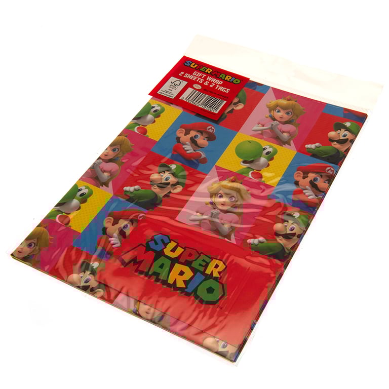 Super Mario Gift Wrap - Vibrant Wrapping Paper with 2 Sheets & Matching Tags