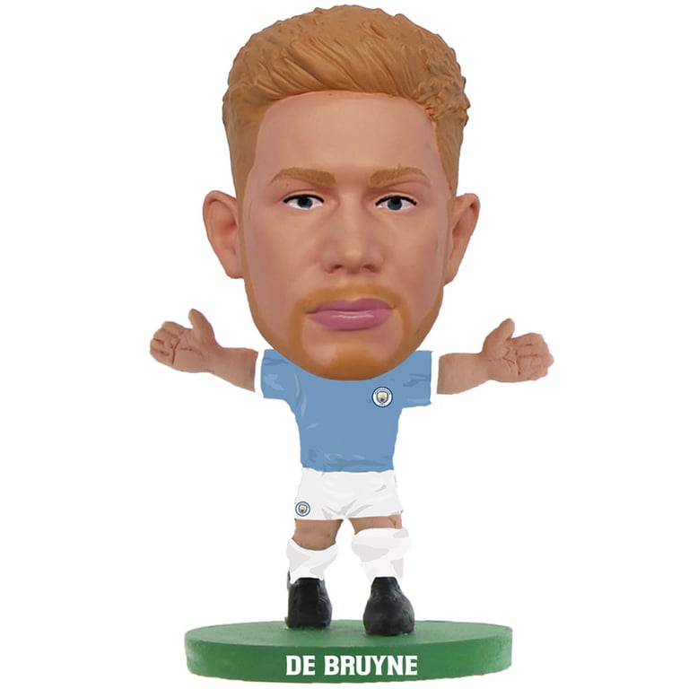 Manchester City FC Kevin De Bruyne Soccerstarz Collectable Figure - 5cm Tall Man City Home Kit Figurine on Green Base