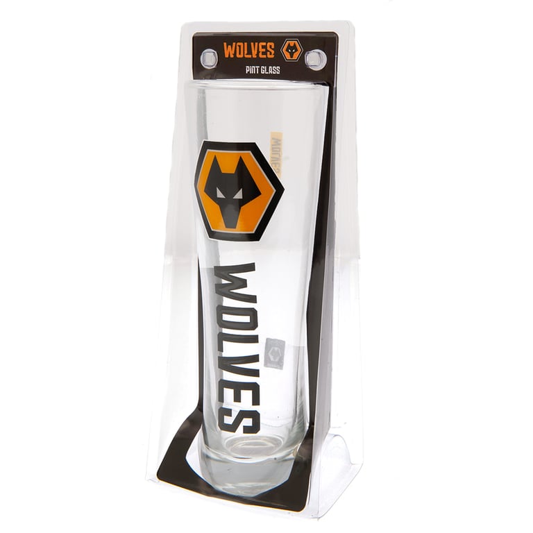 Wolverhampton Wanderers FC Pilsner Style Club Crest Glass