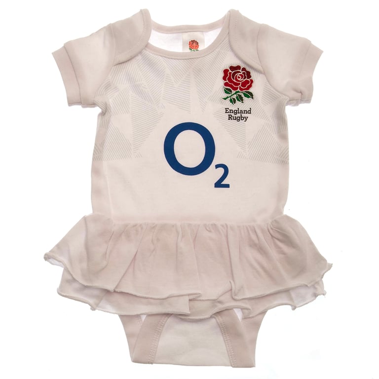 England RFU Tutu Bodysuit - Soft Cotton Design with Embroidered Crest and Frill Skirt for 9/12 Months